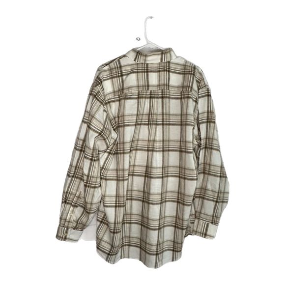 Jos. A. Bank White & Brown Plaid Long-sleeve Dress Shirt, Large, Pre-owned - Picture 4 of 7